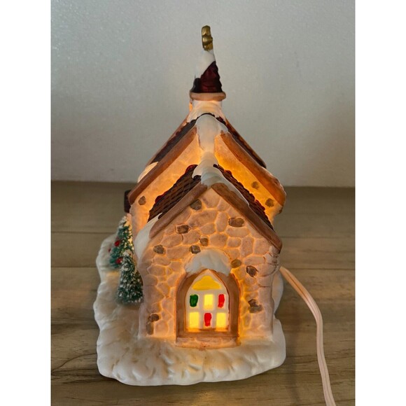 Vtg 1991 Christmas Valley Illuminated Porcelain Church In Original Box - Picture 5 of 16
